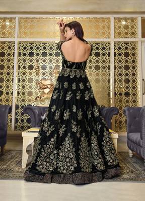 Black embroidered net salwar 2