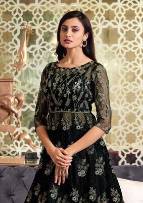 Black embroidered net salwar 4