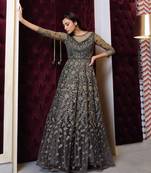 Grey embroidered net salwar