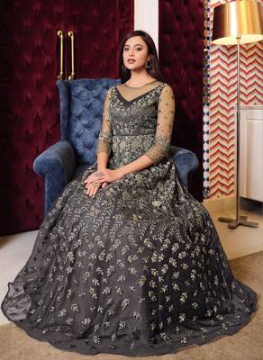 Grey embroidered net salwar 3