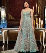 Blue embroidered net salwar