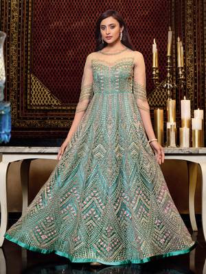 Blue embroidered net salwar 3