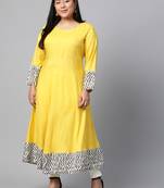 Mustard plain viscose rayon long-kurtis