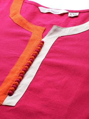 Pink embroidered cotton long-kurtis 4