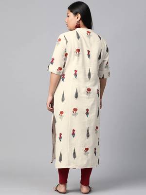 White printed cotton long-kurtis 3