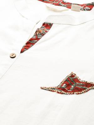 Off-white embroidered cotton long-kurtis 4
