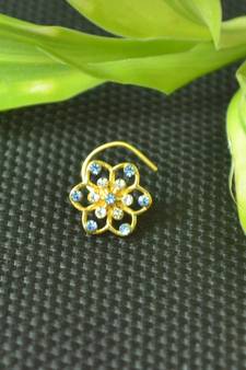 Designer Turquoise cubic zirconia nose ring or Nose Pin