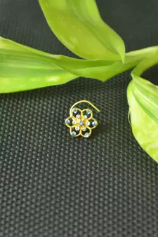 Designer Turquoise cubic zirconia nose ring or Nose Pin