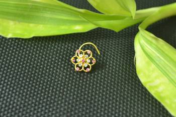 Designer Pink cubic zirconia nose ring or nose pin 1