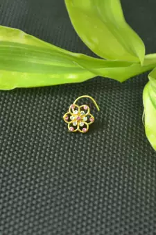 Designer Pink cubic zirconia nose ring or nose pin