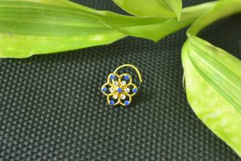 Designer Blue cubic zirconia nose ring or nose pin 1