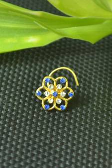 Designer Blue cubic zirconia nose ring or nose pin