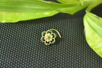 Designer Green cubic zirconia nose ring or nose pin 1