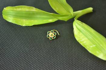 Designer Green cubic zirconia nose ring or nose pin 2
