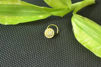 Designer Gold Plated cubic zirconia nose ring or nose pin 1