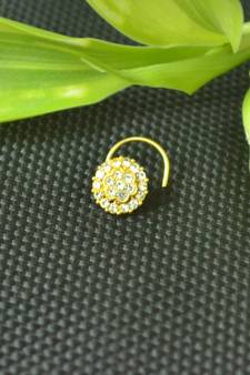 Designer Gold Plated cubic zirconia nose ring or nose pin