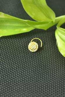 Designer Gold Plated cubic zirconia nose ring or nose pin