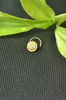 Designer Gold Plated cubic zirconia nose ring or nose pin
