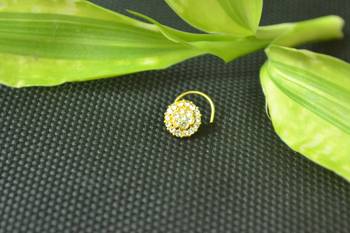 Designer Gold cubic zirconia nose ring or nose pin 1