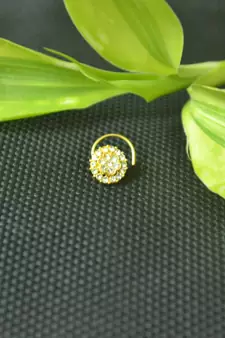 Designer Gold cubic zirconia nose ring or nose pin