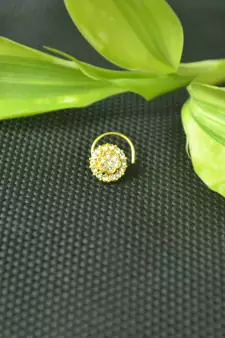 Designer Gold cubic zirconia nose ring or nose pin
