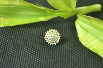 Designer Multi Diamond Gold Plated cubic zirconia nose ring or nose pin 1