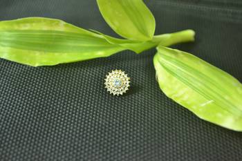 Designer Multi Diamond Gold Plated cubic zirconia nose ring or nose pin 2