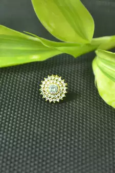 Designer Multi Diamond Gold Plated cubic zirconia nose ring or nose pin