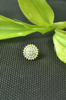 Designer Multi Diamond Gold Plated cubic zirconia nose ring or nose pin