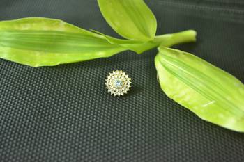 Designer Multi Diamond Gold Plated cubic zirconia nose ring or nose pin 4