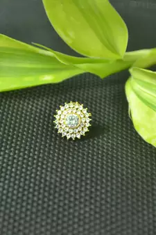 Designer Multi Diamond Gold Plated cubic zirconia nose ring or nose pin