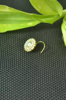 Designer Multi Diamond Gold Plated cubic zirconia nose ring or nose pin