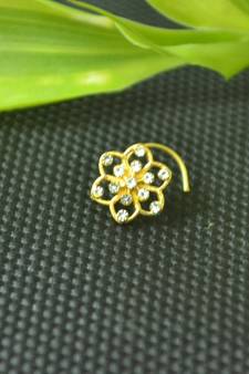 Designer Gold Plated cubic zirconia nose ring or nose pin