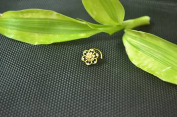 Designer Gold Plated cubic zirconia nose ring or nose pin 2