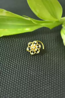 Designer Gold Plated cubic zirconia nose ring or nose pin