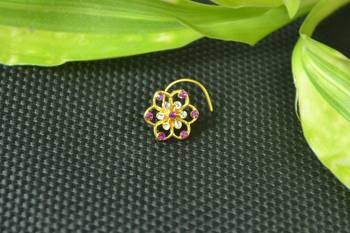 Designer Purple cubic zirconia nose ring or nose pin 1