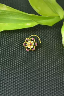Designer Purple cubic zirconia nose ring or nose pin