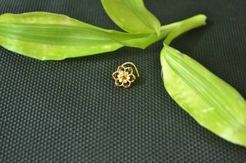 Designer Red cubic zirconia nose ring or nose pin 2