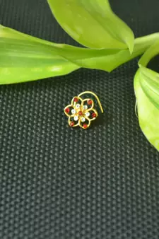 Designer Red cubic zirconia nose ring or nose pin