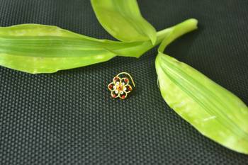 Designer Red cubic zirconia nose ring or nose pin 3