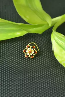 Designer Red cubic zirconia nose ring or nose pin