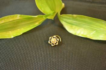 Designer Gold Plated cubic zirconia nose ring or nose pin 2