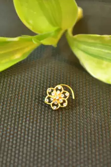Designer Gold Plated cubic zirconia nose ring or nose pin