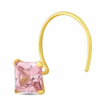 Pink Designer Square Stone Gold Plated cubic zirconia nose ring or nose pin 2