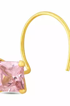 Pink Designer Square Stone Gold Plated cubic zirconia nose ring or nose pin