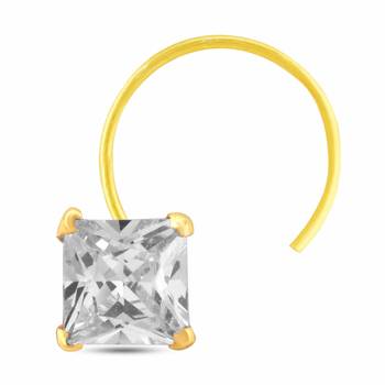 Designer Square Stone Gold Plated cubic zirconia nose ring or nose pin 1