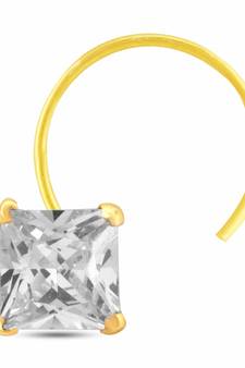 Designer Square Stone Gold Plated cubic zirconia nose ring or nose pin