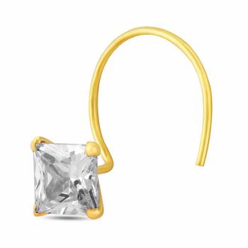 Designer Square Stone Gold Plated cubic zirconia nose ring or nose pin 2