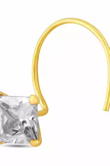 Designer Square Stone Gold Plated cubic zirconia nose ring or nose pin