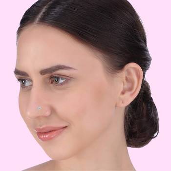 Designer Square Stone Gold Plated cubic zirconia nose ring or nose pin 3